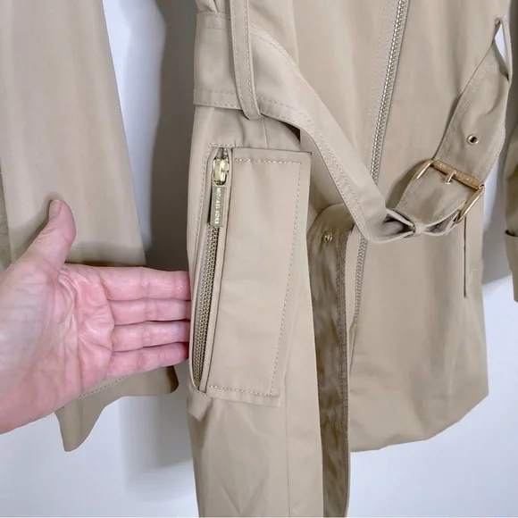 MICHAEL Michael Kors Belted Front-Zip Trench Coat preppy office travel workwear - Picture 8 of 16